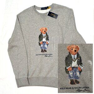 Ralph Lauren Polo Bear Fleece Hoodie Sweatshirt - MILITARY FIELD JACKET BEAR L